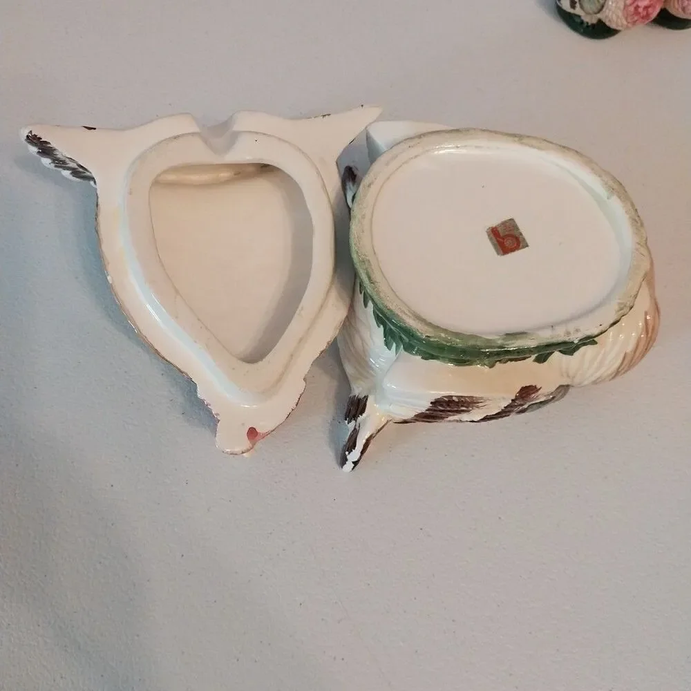 Vintage Brinn's Turkey Ceramic Set Butter Dish Gravy Boat S&P Candleholders
